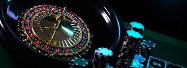 The Mega Wheel mid-spin with dealer visible in the studio